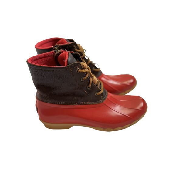 Sperry Saltwater Duck Boots Women’s 11 | Waterproof Lace-Up Red Rubber Booties - Picture 3 of 7